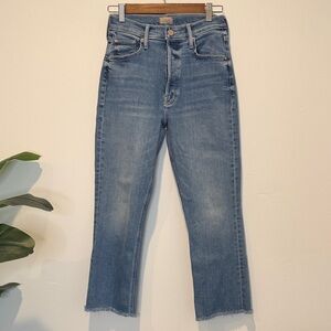 MOTHER Light Blue Denim Jeans. Button fly. High waisted. Stretchy. Size 27.